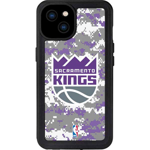 NBA Sacramento Kings Purple Digi Camo iPhone 15 Plus Waterproof Case