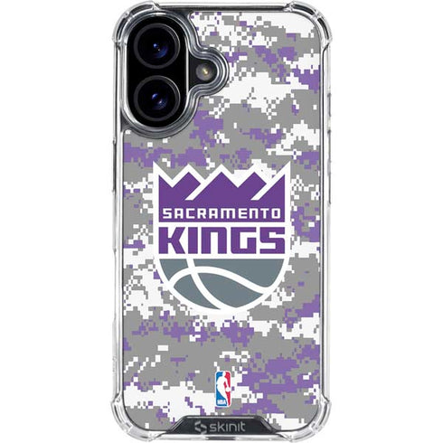 NBA Sacramento Kings Purple Digi Camo iPhone 16 Plus Clear Case