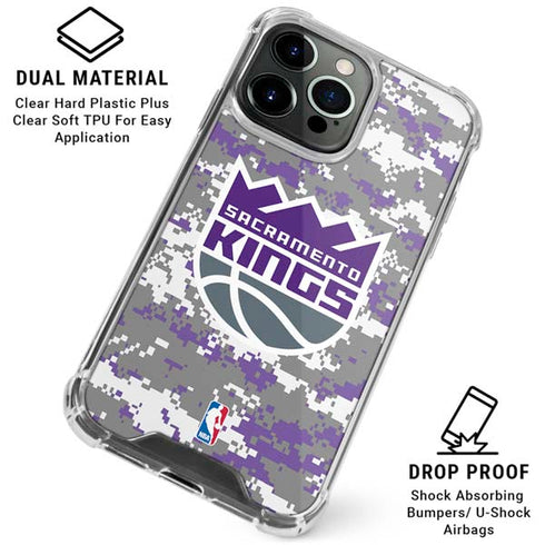 NBA Sacramento Kings Purple Digi Camo iPhone 16 Pro Max Clear Case