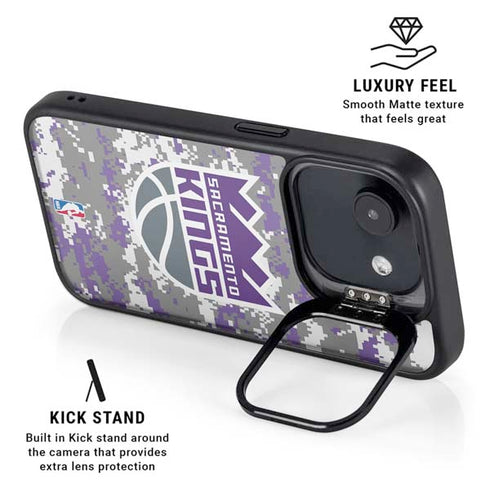 NBA Sacramento Kings Purple Digi Camo iPhone 16e Kickstand Case