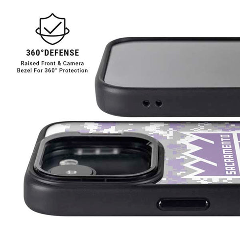 NBA Sacramento Kings Purple Digi Camo iPhone 16e Kickstand Case