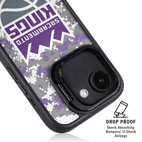 NBA Sacramento Kings Purple Digi Camo iPhone 16e Kickstand Case