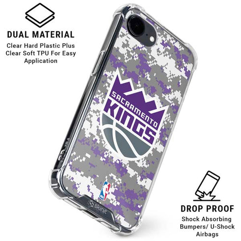 NBA Sacramento Kings Purple Digi Camo iPhone 16e Clear Case