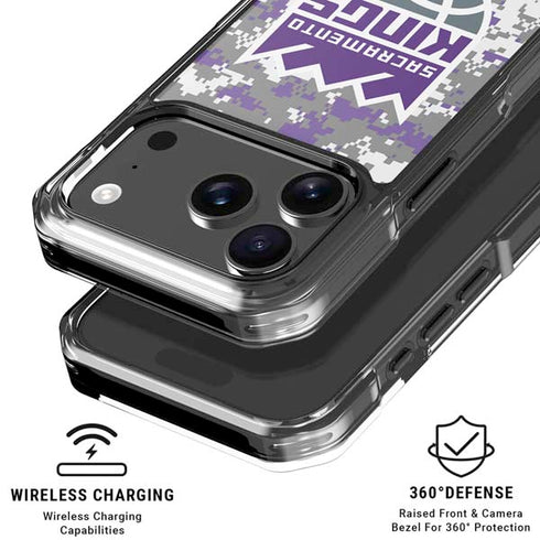 NBA Sacramento Kings Purple Digi Camo iPhone 18 Pro Clear Case
