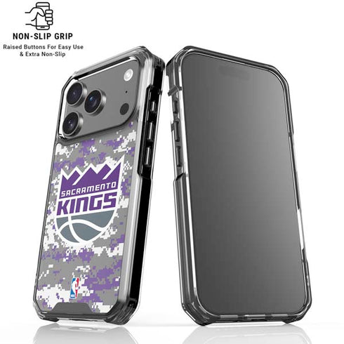 NBA Sacramento Kings Purple Digi Camo iPhone 18 Pro Clear Case