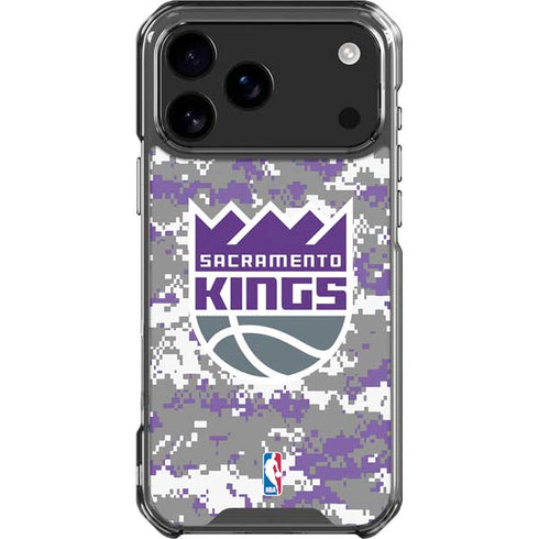 NBA Sacramento Kings Purple Digi Camo iPhone 18 Pro Max Clear Case