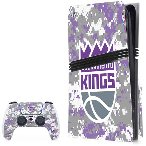 NBA Sacramento Kings Purple Digi Camo PS5 Pro Disk Bundle Skin