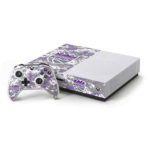 NBA Sacramento Kings Purple Digi Camo Xbox One S Console and Controller Bundle Skin