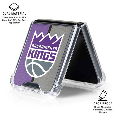 NBA Sacramento Kings Split Canvas Galaxy Z Flip7 Clear Case