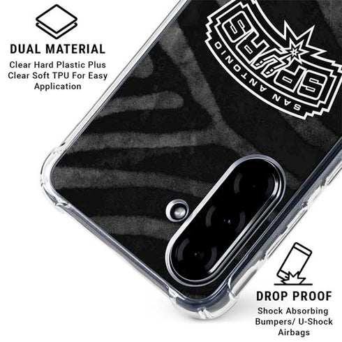 NBA San Antonio Spurs Black Animal Print Galaxy A36 5G Clear Case