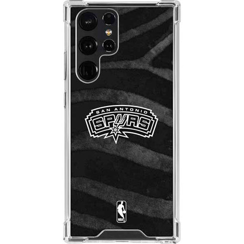 NBA San Antonio Spurs Black Animal Print Galaxy S23 Ultra Clear Case