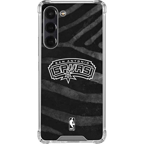 NBA San Antonio Spurs Black Animal Print Galaxy S24 FE Clear Case