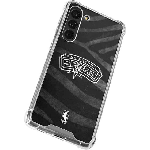 NBA San Antonio Spurs Black Animal Print Galaxy S24 FE Clear Case
