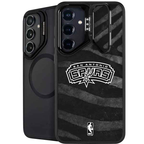 NBA San Antonio Spurs Black Animal Print Galaxy S25 Plus Kickstand Case