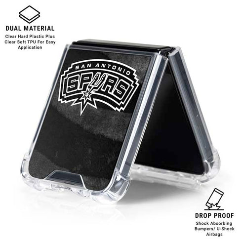 NBA San Antonio Spurs Black Animal Print Galaxy Z Flip6 Clear Case