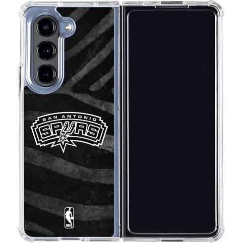 NBA San Antonio Spurs Black Animal Print Galaxy Z Fold5 5G Clear Case