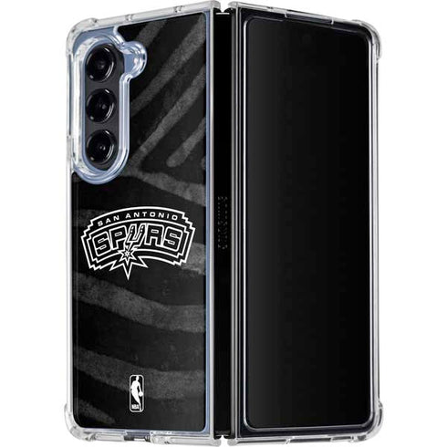 NBA San Antonio Spurs Black Animal Print Galaxy Z Fold5 5G Clear Case
