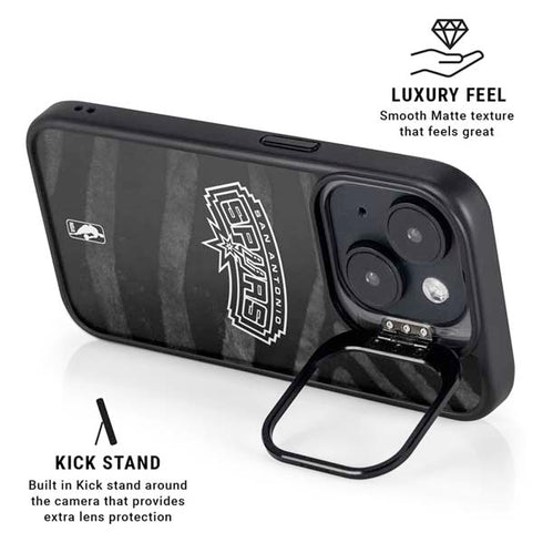 NBA San Antonio Spurs Black Animal Print iPhone 14 Kickstand Case