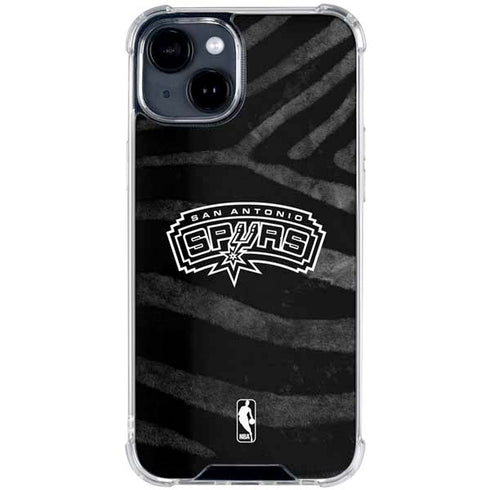 NBA San Antonio Spurs Black Animal Print iPhone 15 Clear Case