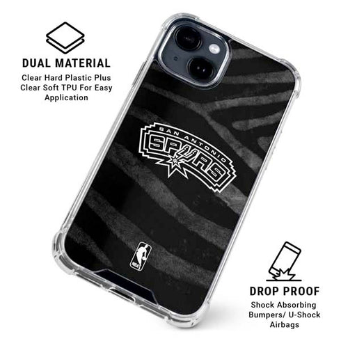 NBA San Antonio Spurs Black Animal Print iPhone 15 Clear Case