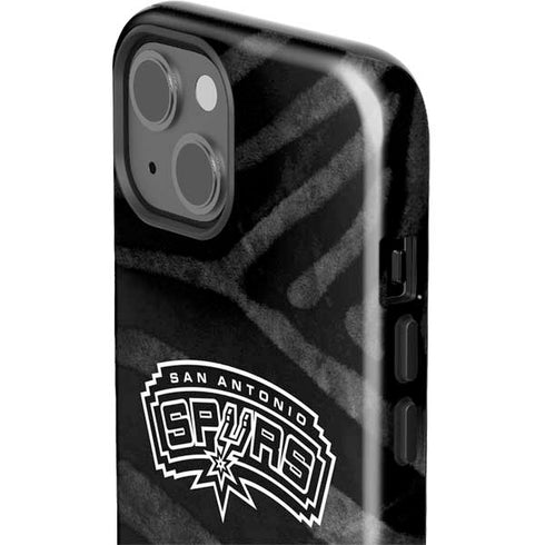 NBA San Antonio Spurs Black Animal Print iPhone 15 Impact Case