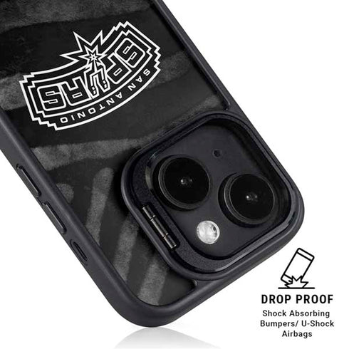 NBA San Antonio Spurs Black Animal Print iPhone 15 Plus Kickstand Case