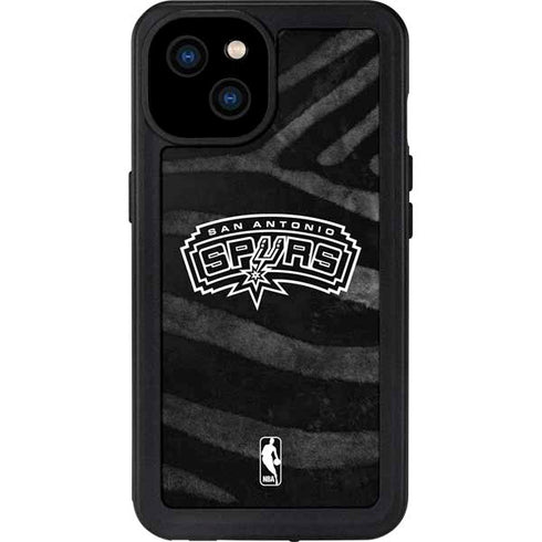 NBA San Antonio Spurs Black Animal Print iPhone 15 Plus Waterproof Case
