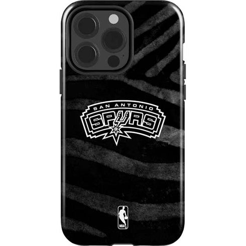 NBA San Antonio Spurs Black Animal Print iPhone 15 Pro Impact Case