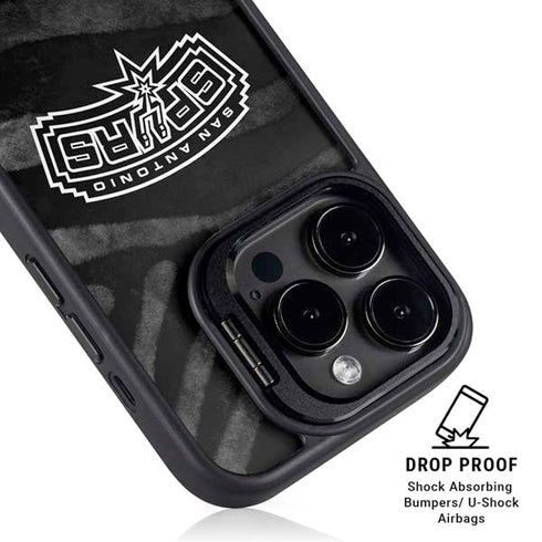 NBA San Antonio Spurs Black Animal Print iPhone 15 Pro Max Kickstand Case
