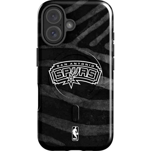 NBA San Antonio Spurs Black Animal Print iPhone 16 Plus Magsafe Impact Case