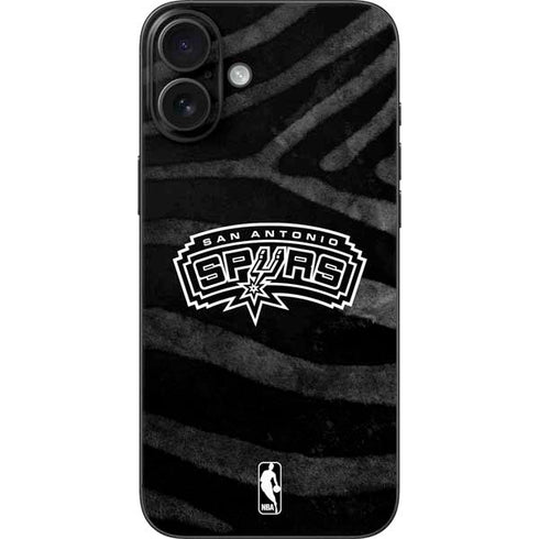 NBA San Antonio Spurs Black Animal Print iPhone 16 Plus Skin