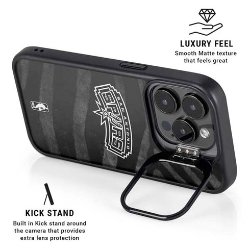 NBA San Antonio Spurs Black Animal Print iPhone 16 Pro Kickstand Case