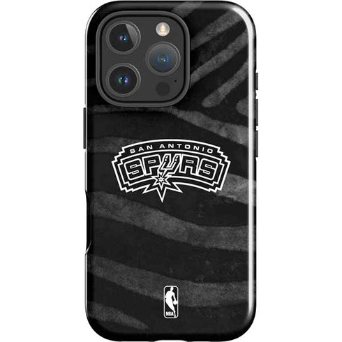 NBA San Antonio Spurs Black Animal Print iPhone 16 Pro Max Impact Case
