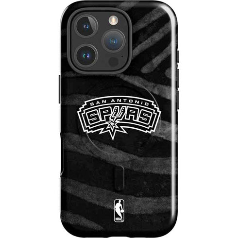 NBA San Antonio Spurs Black Animal Print iPhone 16 Pro Max Magsafe Impact Case