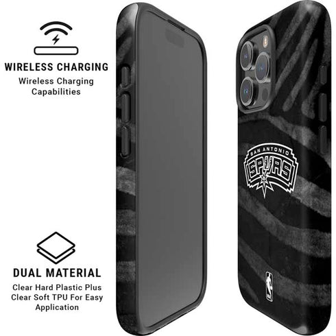 NBA San Antonio Spurs Black Animal Print iPhone 16 Pro Max Magsafe Impact Case