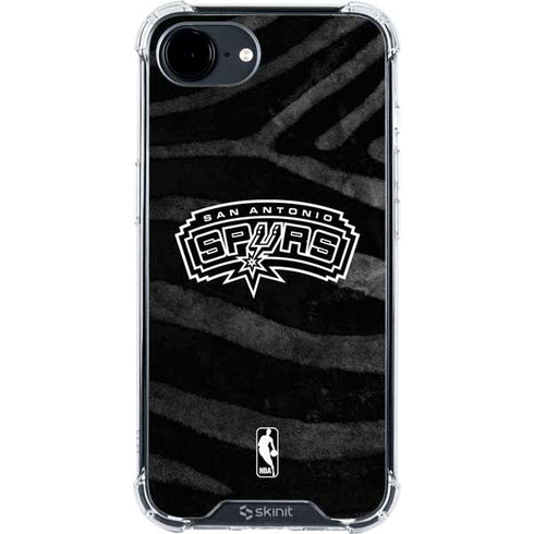 NBA San Antonio Spurs Black Animal Print iPhone 16e Clear Case