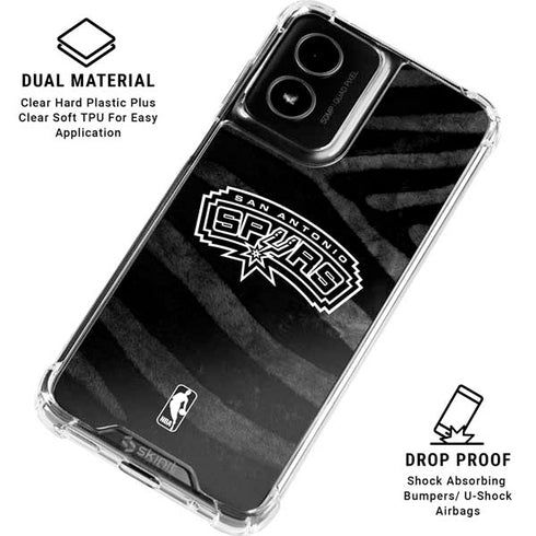 NBA San Antonio Spurs Black Animal Print Moto G Power 5G (2024) Clear Case