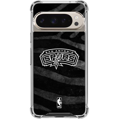 NBA San Antonio Spurs Black Animal Print Pixel 9/9 Pro Clear Case