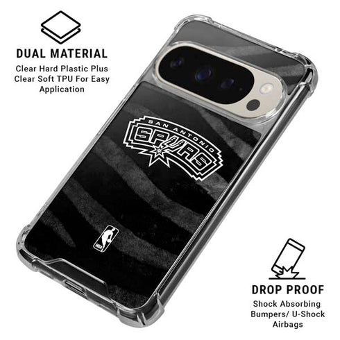 NBA San Antonio Spurs Black Animal Print Pixel 9/9 Pro Clear Case