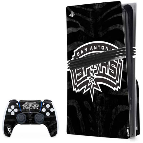 NBA San Antonio Spurs Black Animal Print PS5 Pro Disk Bundle Skin
