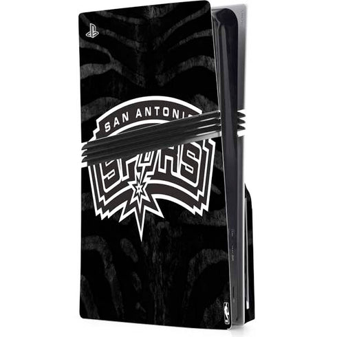 NBA San Antonio Spurs Black Animal Print PS5 Pro Disk Console Skin