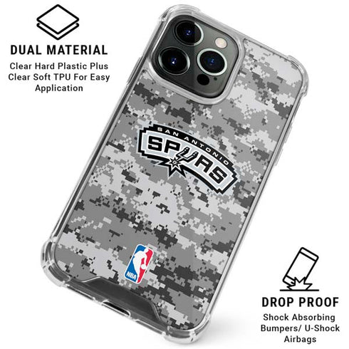 NBA San Antonio Spurs Digi Camo iPhone 16 Pro Max Clear Case
