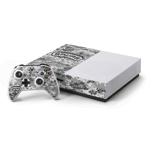 NBA San Antonio Spurs Digi Camo Xbox One S Console and Controller Bundle Skin
