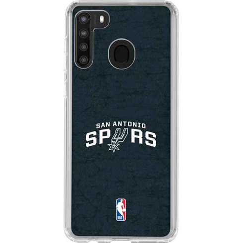 NBA San Antonio Spurs Distressed Galaxy A21 Clear Case