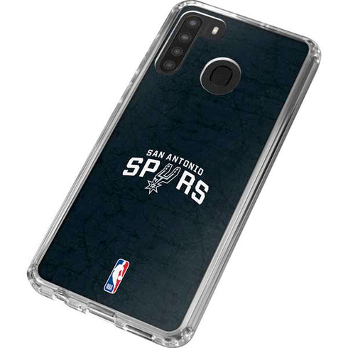 NBA San Antonio Spurs Distressed Galaxy A21 Clear Case