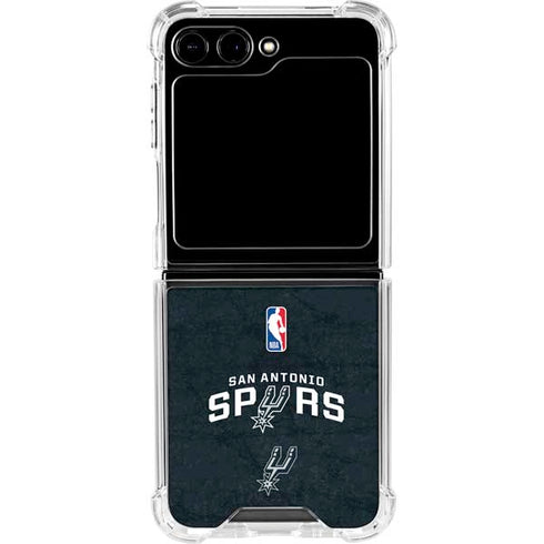 NBA San Antonio Spurs Distressed Galaxy Z Flip6 Clear Case