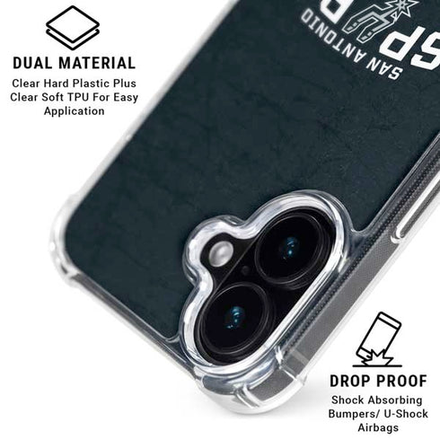 NBA San Antonio Spurs Distressed iPhone 16 Clear Case
