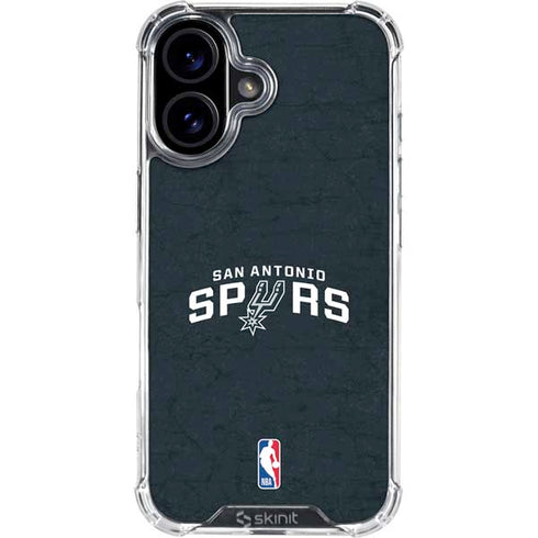 NBA San Antonio Spurs Distressed iPhone 16 Plus Clear Case