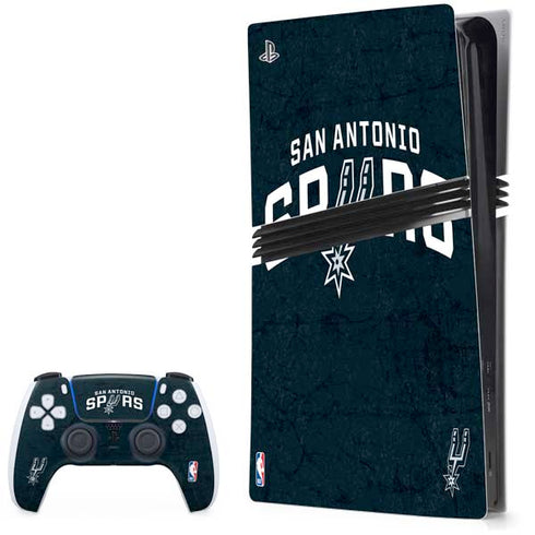 NBA San Antonio Spurs Distressed PS5 Pro Bundle Skin