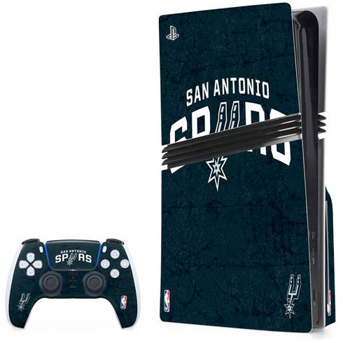 NBA San Antonio Spurs Distressed PS5 Pro Disk Bundle Skin
